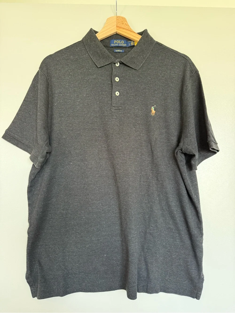 Polo by Ralph Lauren Charcoal Heather Polo Shirt with Embroidered Pony